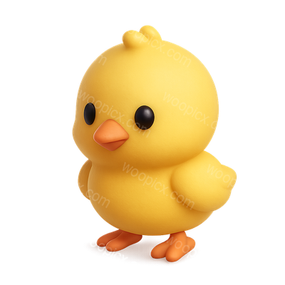 Charming 3D Baby Chick Icon with Isometric Design
