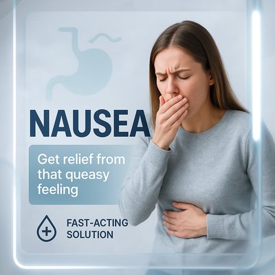 Health Awareness Graphic Highlighting Nausea Relief Solutions