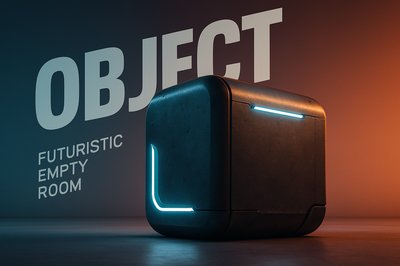Futuristic Room Design with Bold Typography and 3D Rendering