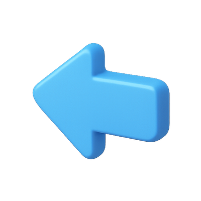 3D Blue Left Arrow Icon for Navigation