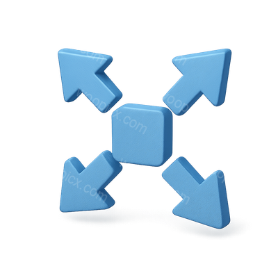 Stylish 3D Direction Arrows Icon in Isometric View