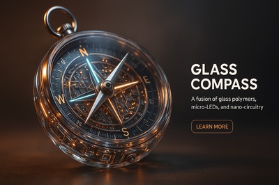 Hyperrealistic Glass Compass with Mesmerizing Inner Details