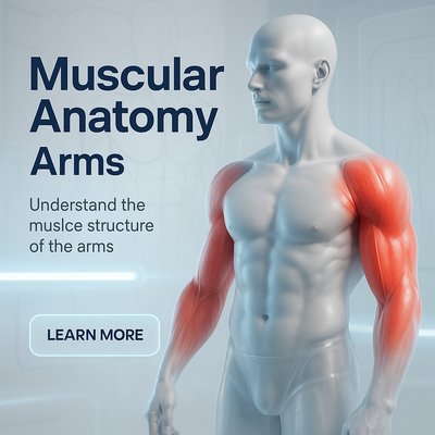3D Illustration of Muscular Anatomy of Arms with Detailed Structure