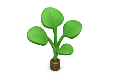 Stylish 3D Watercress Icon with Volumetric Effect