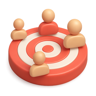 3D Audience Profiles Icon Featuring Target Design