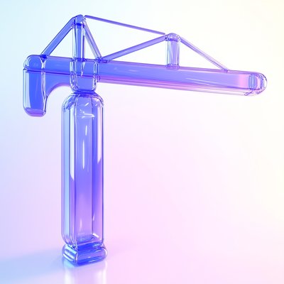 Stylized 3D Rendering of a Crane in Gradient Colors
