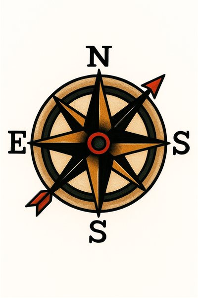 Artistic Compass Rose Design for Navigation Themes