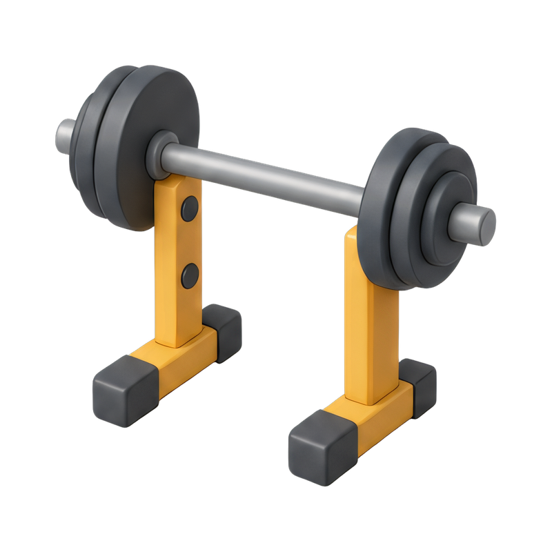 Barbell resting on rack