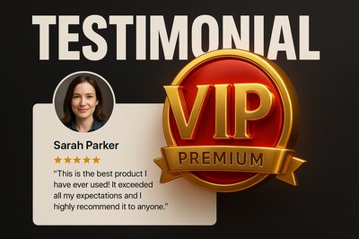 Bold VIP Design with Testimonial and Star Rating