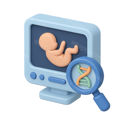 3D Icon of Fetal Monitoring with DNA Representation