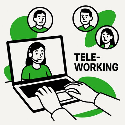 Illustration of Teleworking Concept with Remote Communication