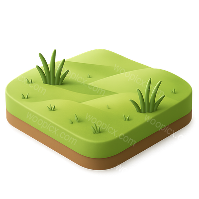 3D Steppe Icon with Grass and Terrain Features