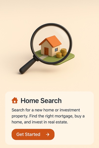 Home Search Concept with Magnifying Glass in 3D Style