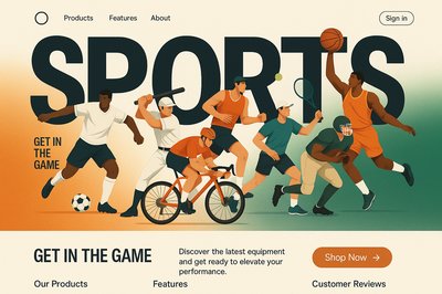 Modern Sports Landing Page Design with Dynamic Typography