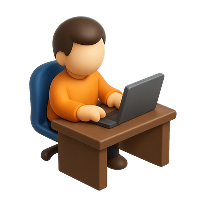 3D Icon of a Desk Worker in Isometric View