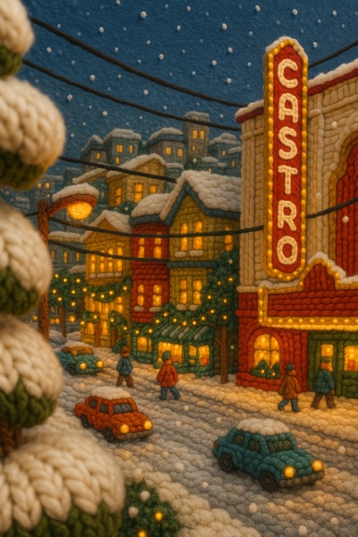 Whimsical Winter Scene in Castro District, San Francisco