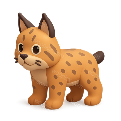 3D Bobcat Icon in Isometric Style with Transparent Background