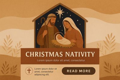 Boho Style Christmas Nativity Scene Illustration
