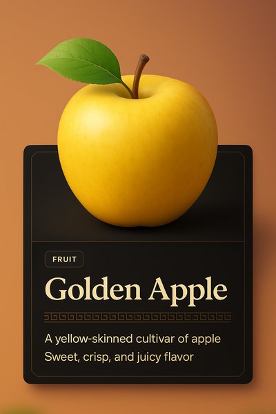 Golden Apple with Elegant Design Overlay