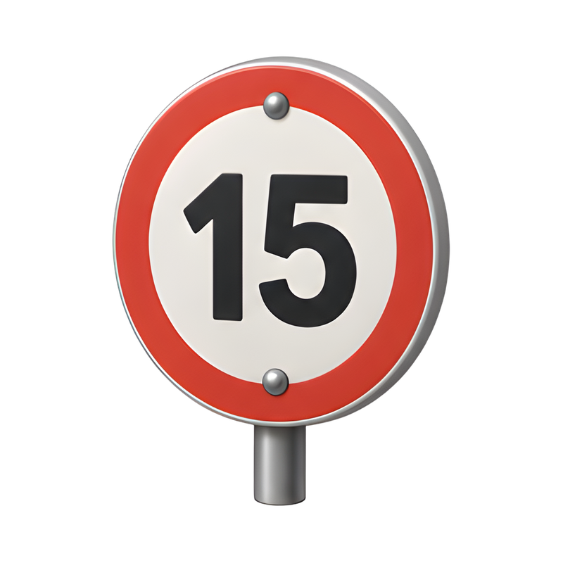 Fifteen mph speed limit sign