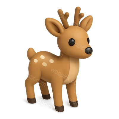 Stylized 3D Roe Deer Icon in Isometric View
