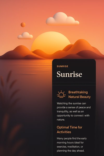 Stunning 3D Illustration of a Sunrise with Integrated Design Elements