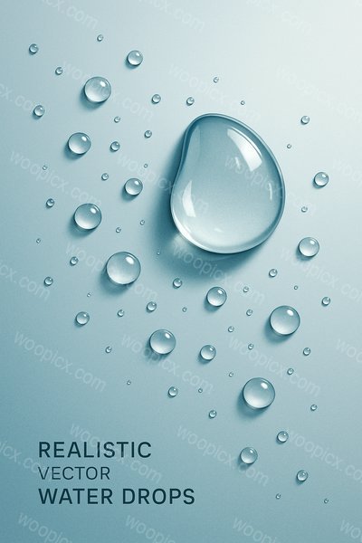 Dynamic Water Droplets in 3D Vector Illustration