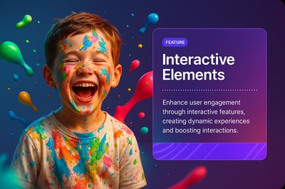 Joyful Boy Covered in Colorful Paint - Interactive Design Elements