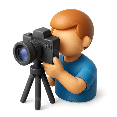 3D Icon of a Photographer with Camera and Tripod