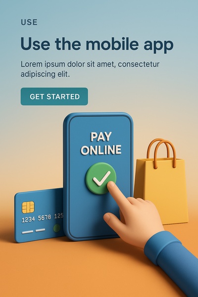 Detailed 3D Illustration of Mobile Payment Scene