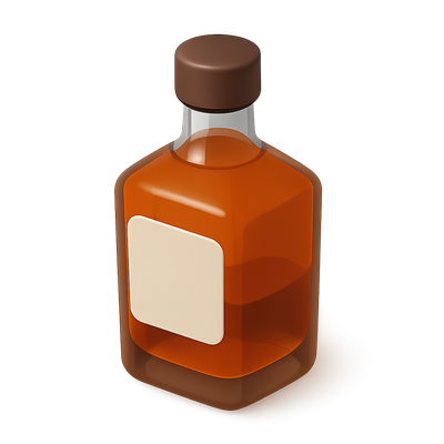 Stylish 3D Bourbon Bottle Icon with Isometric View