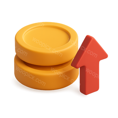 3D Stacked Coins Icon with Arrow Symbol