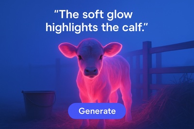 Neon-Lit Calf Scene with Glowing Atmosphere