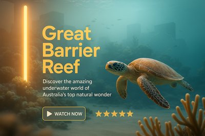 Underwater Exploration Promotional Graphic Featuring a Turtle