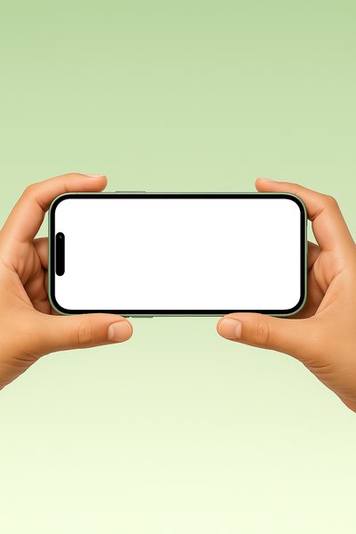 Green Phone Held Horizontally in Hands for Gaming