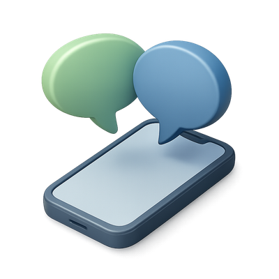 3D Smartphone Icon with Colorful Speech Bubbles