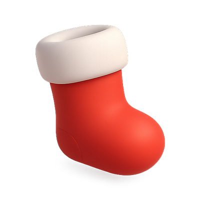 3D Christmas Stocking Decoration in Bright Red