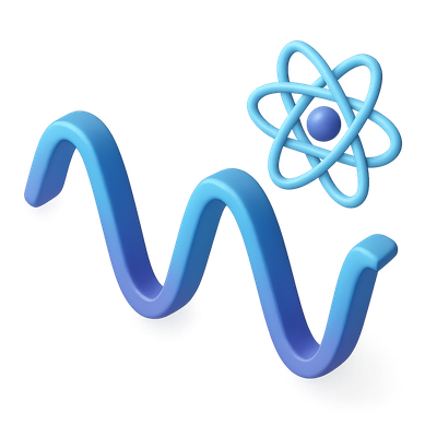 3D Quantum Wave Icon with Atom Representation
