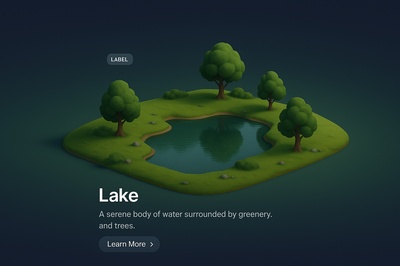 Serene 3D Lake Scene Surrounded by Lush Greenery