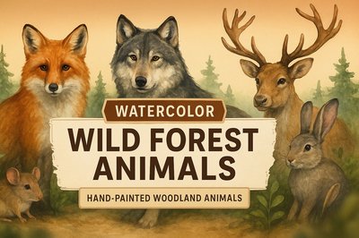 Whimsical Watercolor Illustration of Woodland Animals