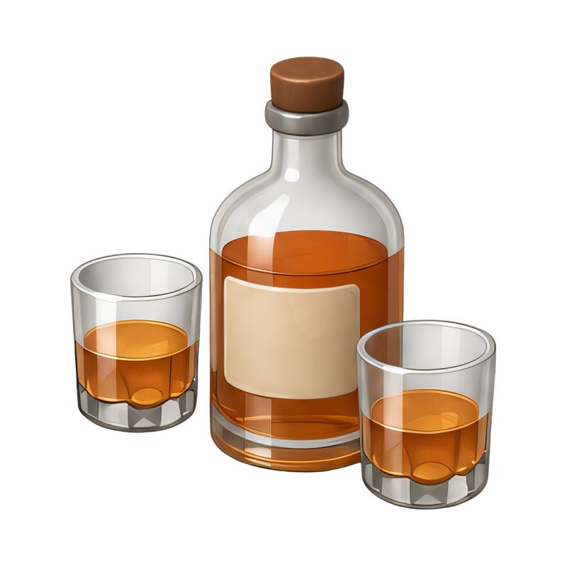 Elegant whiskey bottle and glasses