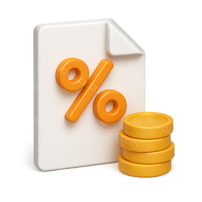 3D Financial Icon Featuring Document and Coins