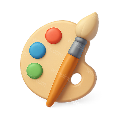 Artistic Palette Icon with Brush for Creative Themes