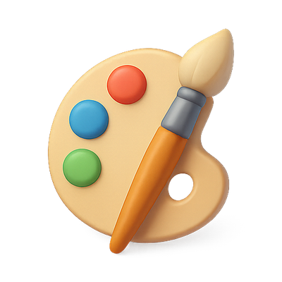 Artistic Palette Icon with Brush for Creative Themes