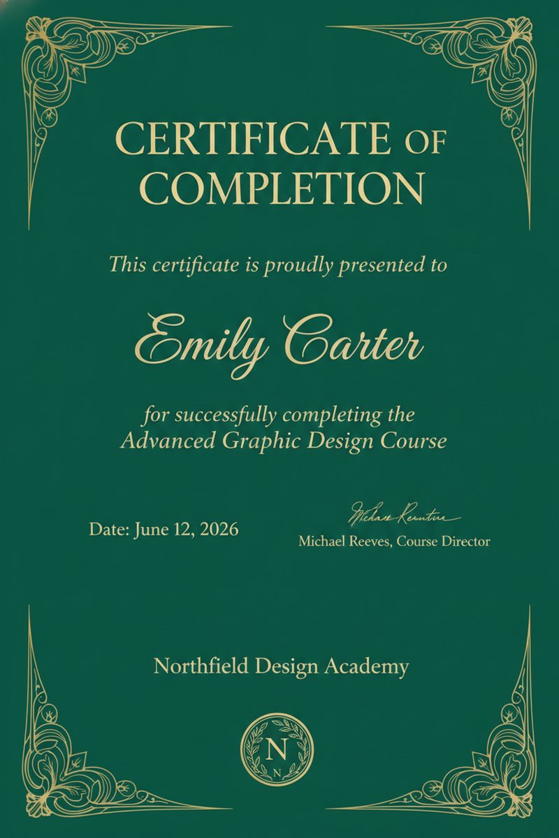 Elegant certificate of completion design