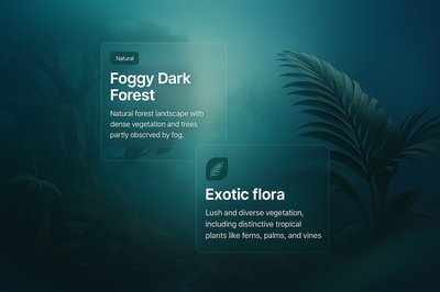 Mysterious Foggy Forest Landscape with Lush Vegetation