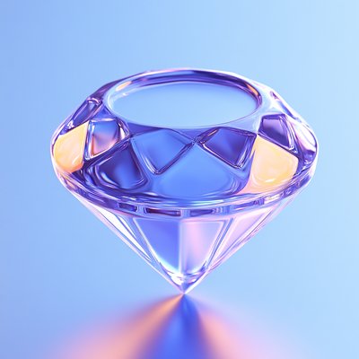 Stylized 3D Diamond Design with Vibrant Colors