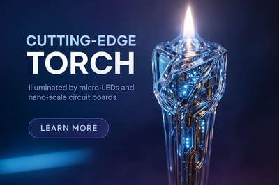 Hyperrealistic Close-Up of a Cutting-Edge Torch with Glowing Micro-LEDs