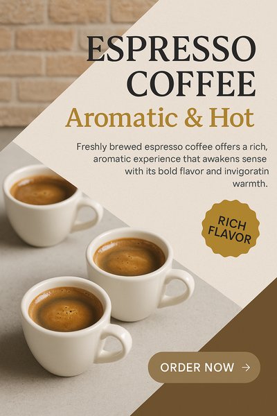 Aromatic Espresso Coffee Banner Design with Invigorating Message