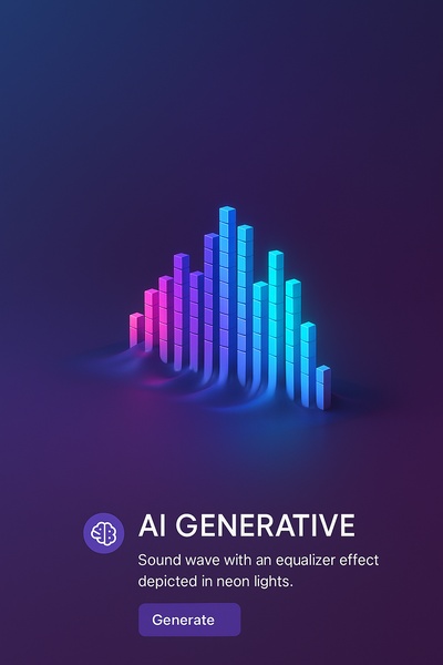 Neon Sound Wave with Equalizer Effect in 3D